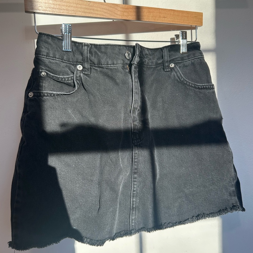Washed black Topshop denim mini skirt